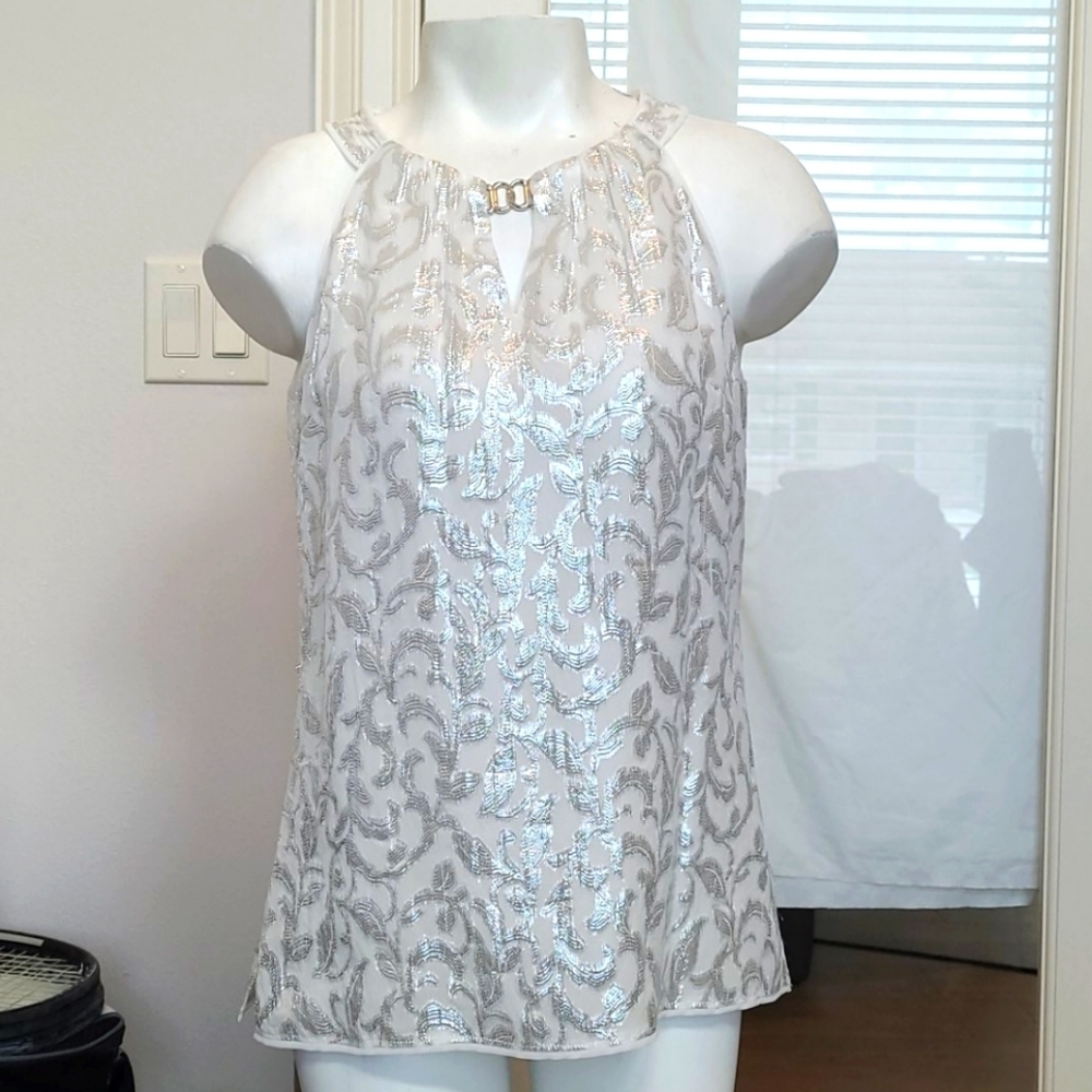 White House Silk Key Hole Halter Top